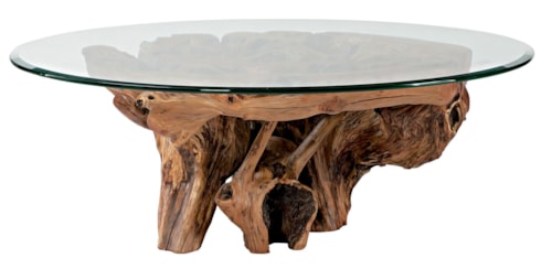 Root Ball Cocktail Table with Glass Top