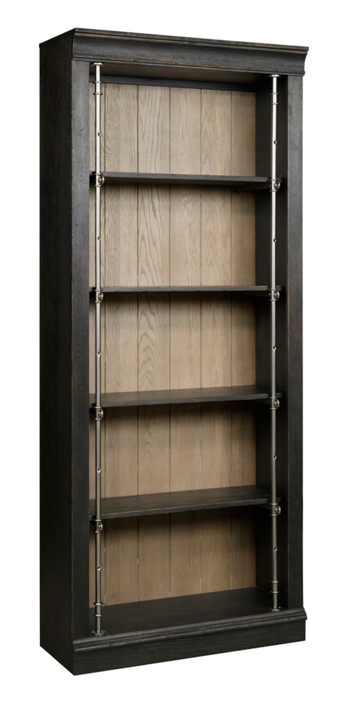 Transitional Wood and Metal Bunching Bookcase