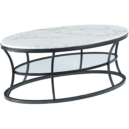 Oval Cocktail Table with Marble Top