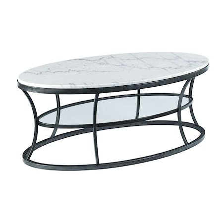 Oval Cocktail Table with Marble Top