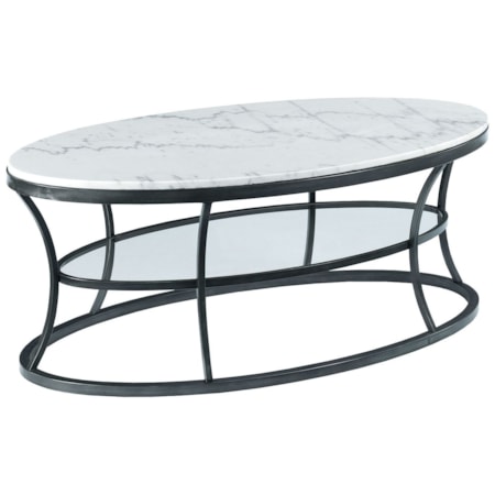 Oval Cocktail Table with Marble Top
