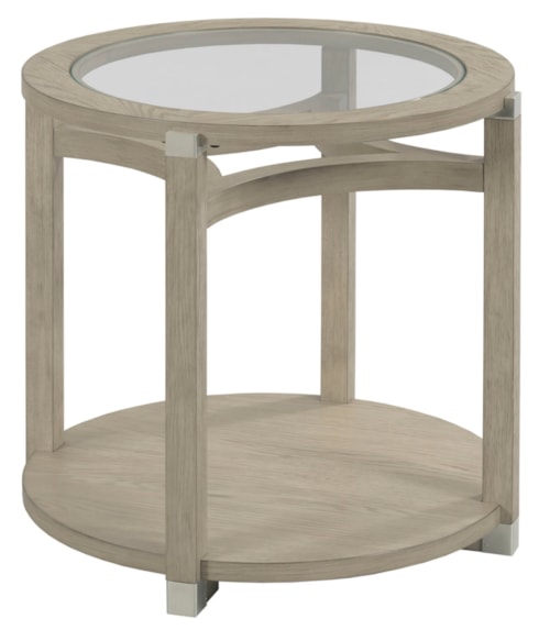 Round End Table with Tempered Glass Top