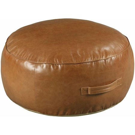 29" Round Leather Pouf