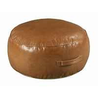 29" Round Leather Pouf