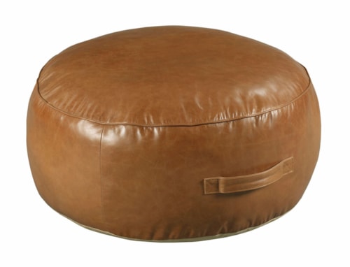 29" Round Leather Pouf