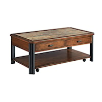 Rustic-Industrial 2 Drawer Cocktail Table