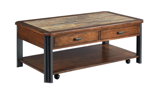 Rustic-Industrial 2 Drawer Cocktail Table