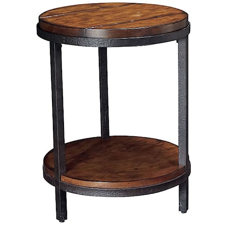 Round End Table with Shelf