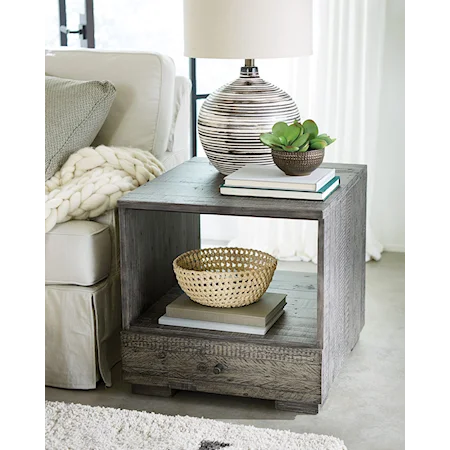 Rustic Rectangular Drawer End Table