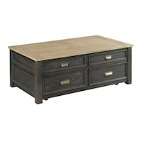 Casual Two Tone Rectangular Coffee Table with Casters