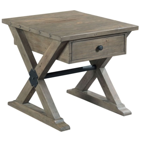 Trestle Drawer End Table