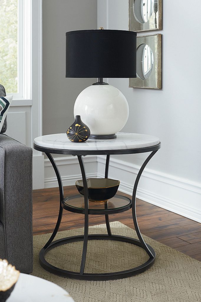 Marble Top Round End Table