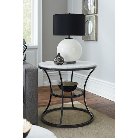 Marble Top Round End Table