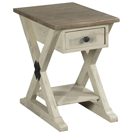 Farmhouse Chairside Table with Display Shelf