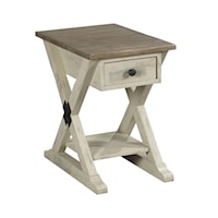 Farmhouse Chairside Table with Display Shelf