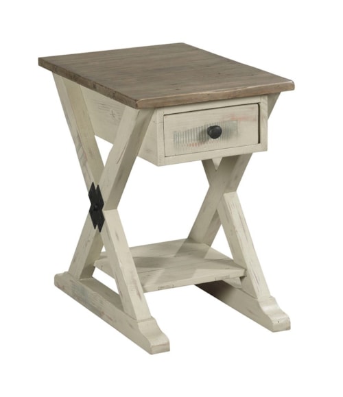 Farmhouse Chairside Table with Display Shelf