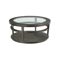 Transitional Round Cocktail Table with Glass Top Insert