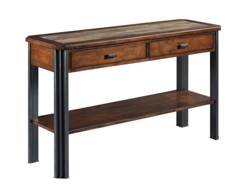 Rustic-Industrial 2 Drawer Sofa Table