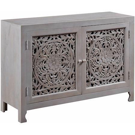 Pierced Floral Two Door Cabinet