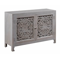 Boho Pierced Floral Two Door Cabinet