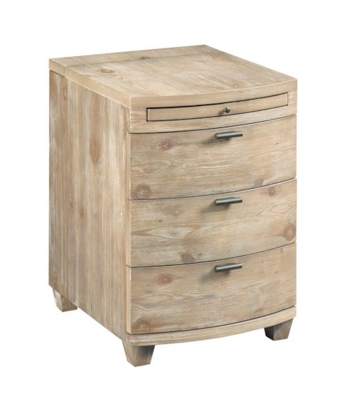 Rustic Driftwood Bowfront Chairside Table with USB Power Bar
