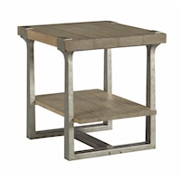 Industrial Rectangular End Table with Shelf