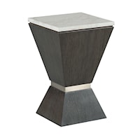 Transitional Chairside Table with Marble Top