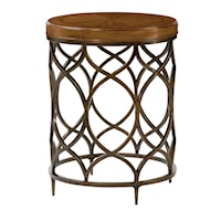 Round Lamp Table with Decorative Bronze Colored Base