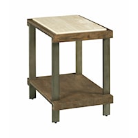 Contemporary Wood and Metal End Table with Stone Top