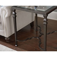 Metal Rectangular End Table with Glass Top