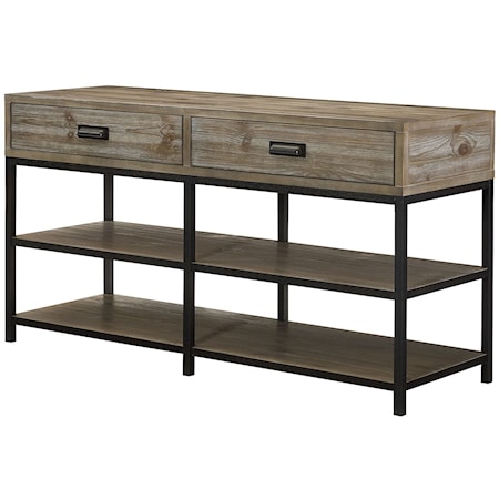 Entertainment Console with Shelves and Drawer Storage