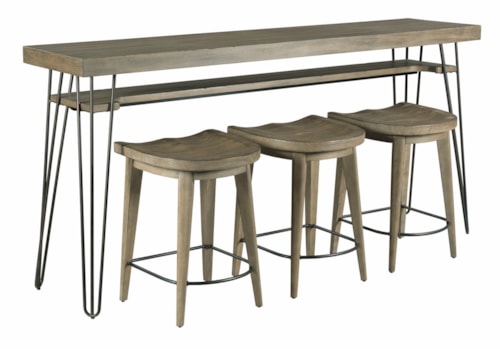 Mid Century Modern Bar Console Table with 3 Stools