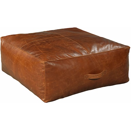 37" Bazaar Square Leather Pouf