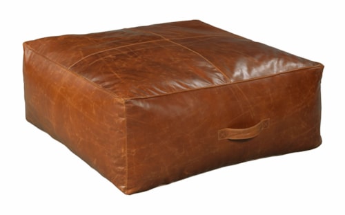 37" Bazaar Square Leather Pouf