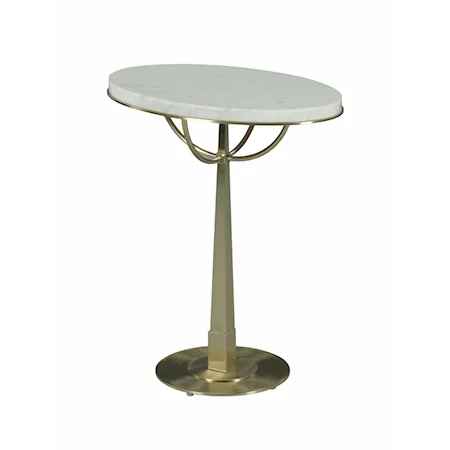 Transitional Oval End Table with White Marble Top