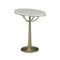 Transitional Oval End Table with White Marble Top