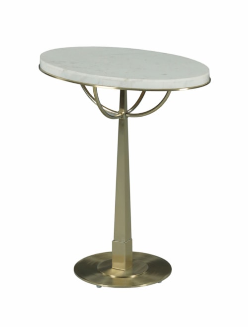 Transitional Oval End Table with White Marble Top