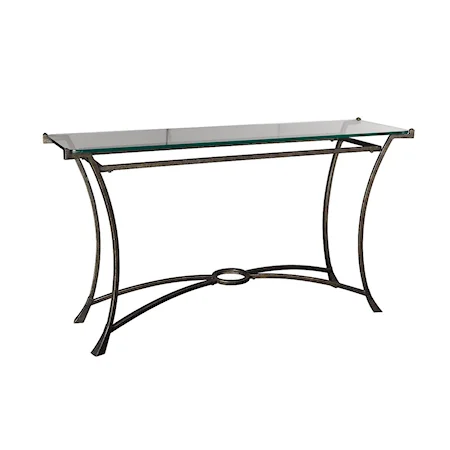 Contemporary Metal Sofa Table with Glass Top