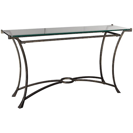 Contemporary Metal Sofa Table with Glass Top