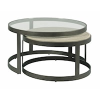 Industrial Nesting Coffee Tables with Concrete and Glass Tops