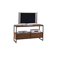 60: Entertainment Console with Distressed Woodwork and Metal Frame