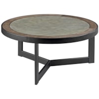 Industrial Round Cocktail Table with Concrete Inset