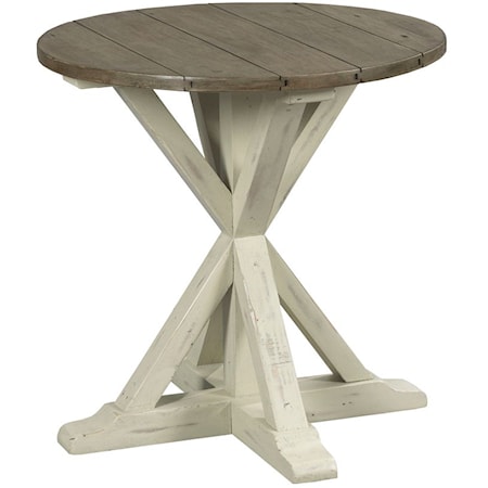 Trestle Round End Table