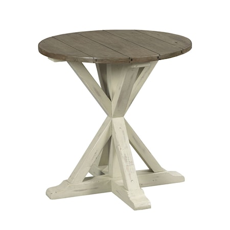 Trestle Round End Table