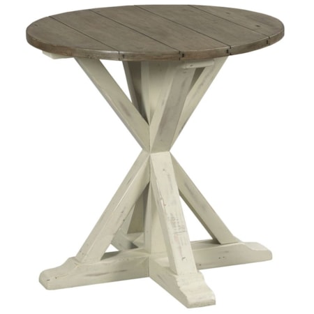 Trestle Round End Table