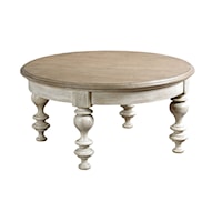 Round Cocktail Table with Turned Legs