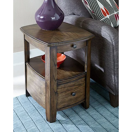 Transitional Chairside Table with Pull-Out Tray
