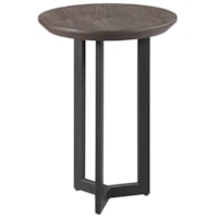 Industrial Round Chairside Table with Metal Base