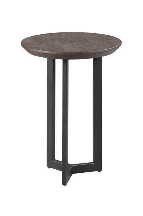 Industrial Round Chairside Table with Metal Base