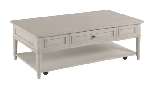 Transitional Rectangular Coffee Table with Casters